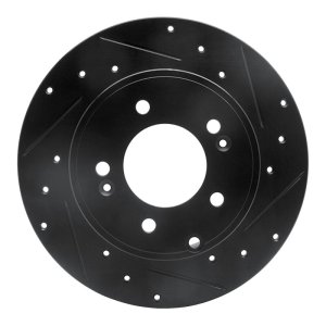 Hyundai Azera Brake Rotor (1) - Rear Right - R1 Concepts - Drilled & Slotted - Black - `05-`20